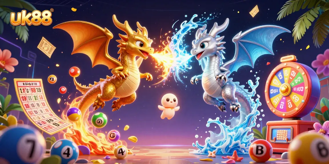 Engage with uk88's thrilling animated lottery scene featuring colorful balls and dynamic game elements.