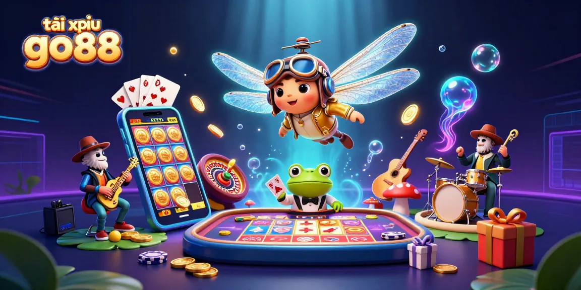 Experience thrilling gaming with tài xỉu go88 featuring a dragonfly pilot, frog croupier, and jazz-playing crickets.