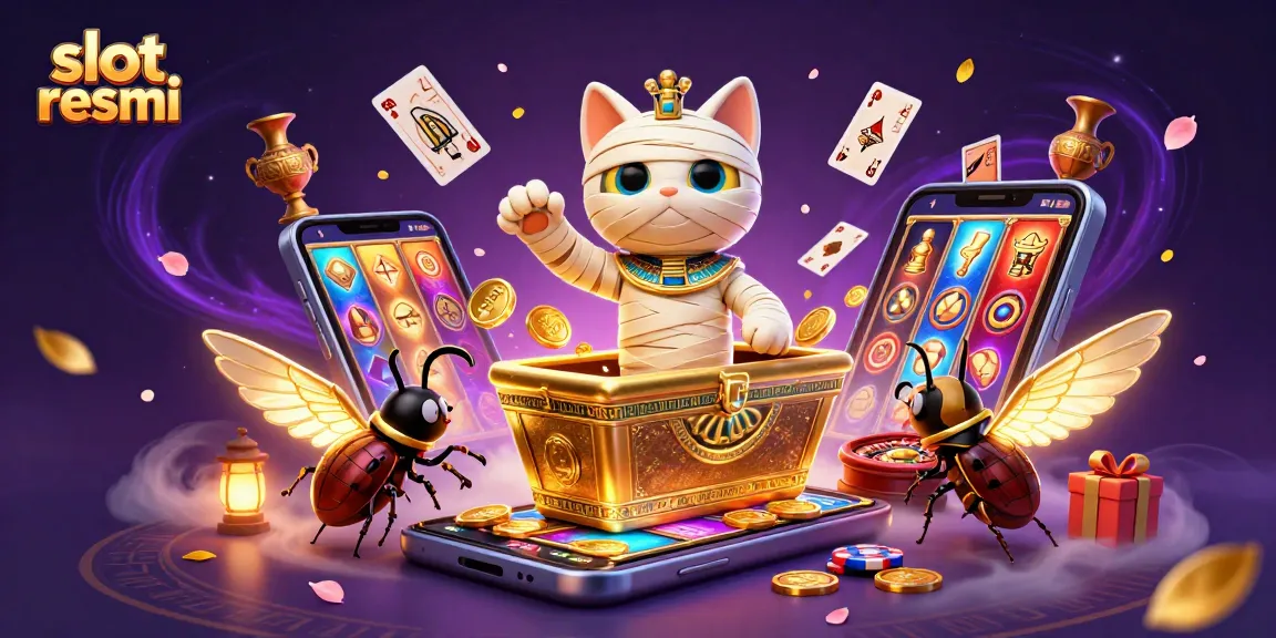 Experience thrilling wins with slot resmi as a mummy cat brings luck at a vibrant pyramid casino!