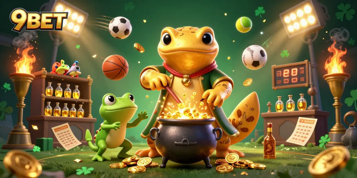 Experience the thrill of winning with 9BET's exciting sports betting scene featuring alchemist characters.
