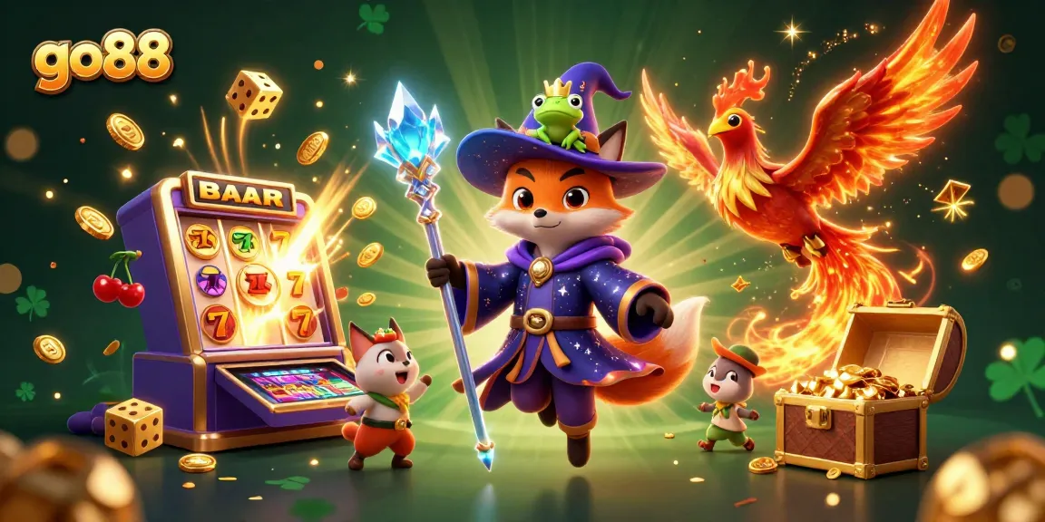 Experience exciting gaming at go88 with vibrant, enchanting characters and casino elements.