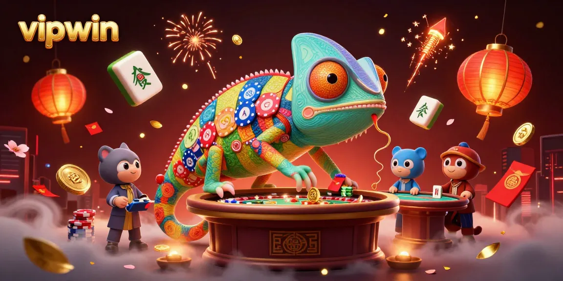 Experience the excitement of vipwin with this vibrant 3D illustration showcasing dynamic casino elements.