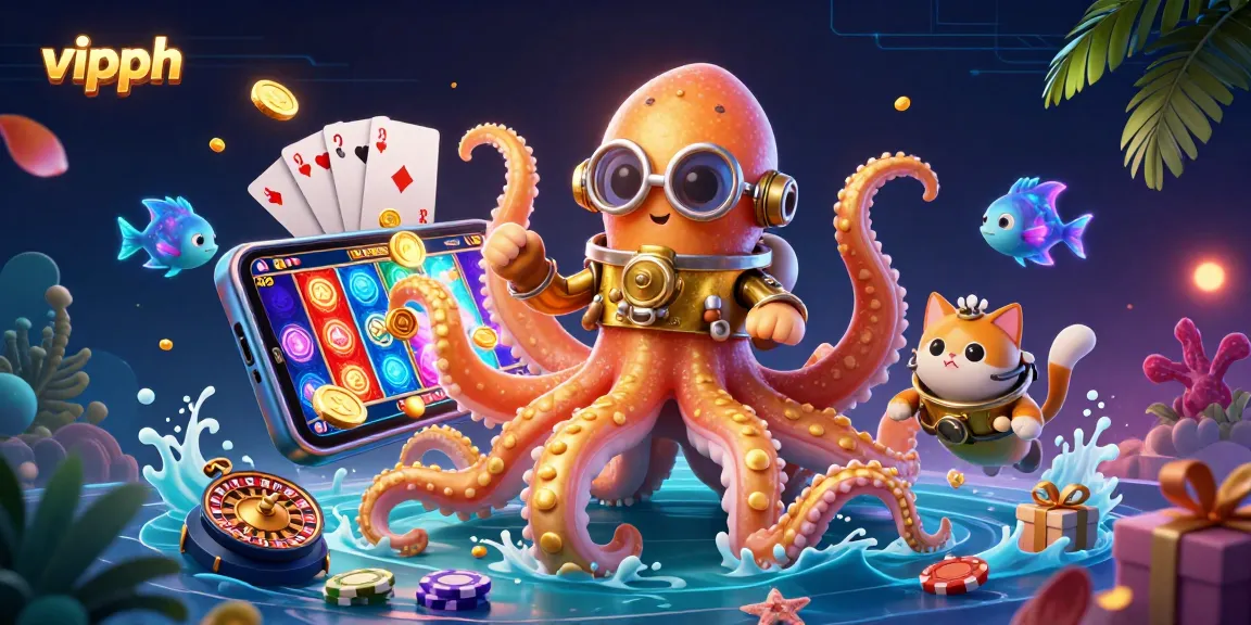 Engage with the thrilling vipph casino experience featuring a kraken and diving cat.
