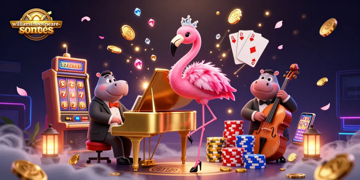 Spin the reels at williamshakespeare-sonnets with vibrant characters in a dazzling casino scene.