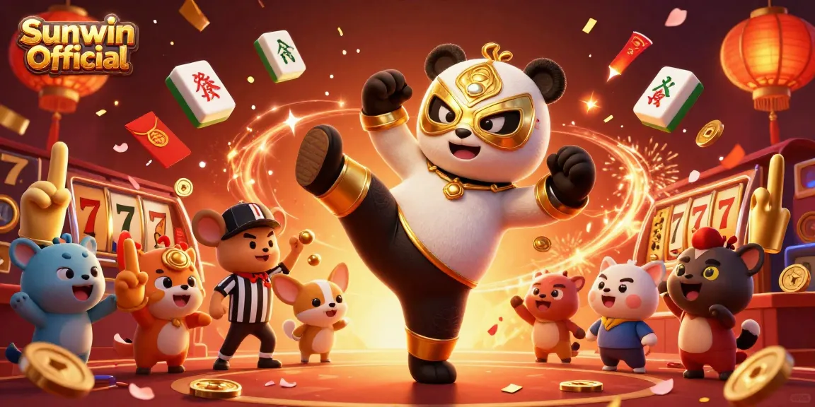 Experience thrilling gaming moments with Sunwin Official amidst exciting slot reels and festive celebrations.