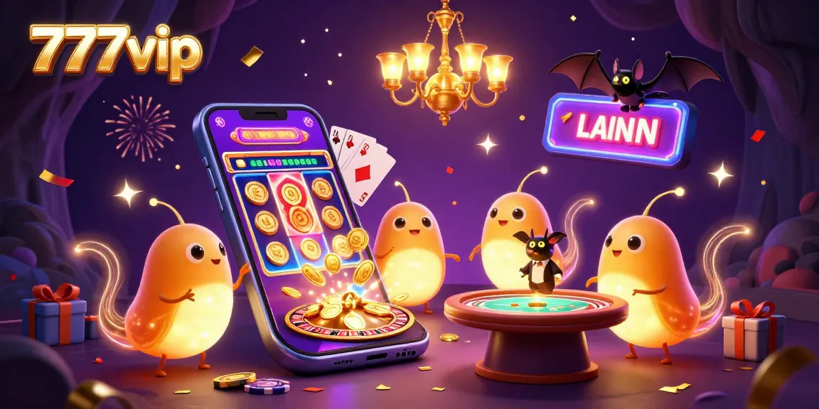Experience vibrant gaming action at 777vip, with glowing characters and dynamic casino elements.