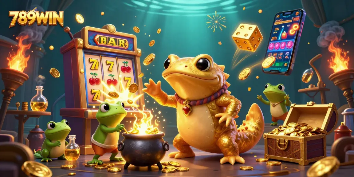 Engage with 789WIN's thrilling casino experience as an alchemist transforms metals into gold amidst jackpot visuals.