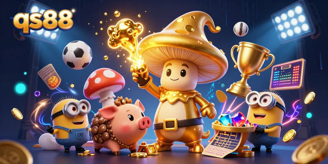 Bet on qs88 with a captivating scene showcasing magic and treasure in a vibrant casino environment.