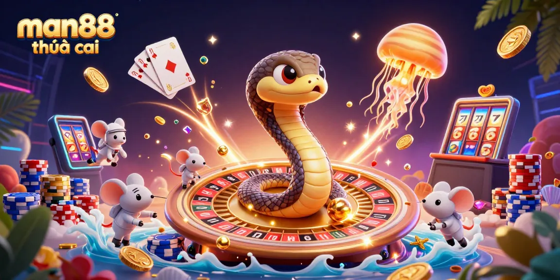 Engage with man88 nhà cái as astronaut mice bet on a cosmic roulette wheel in a vibrant 3D casino scene.
