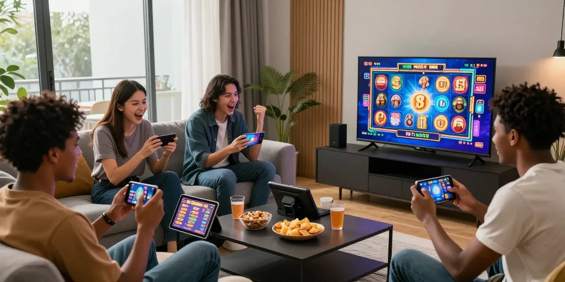 Exciting slot7000 gaming session with friends in a modern living room.