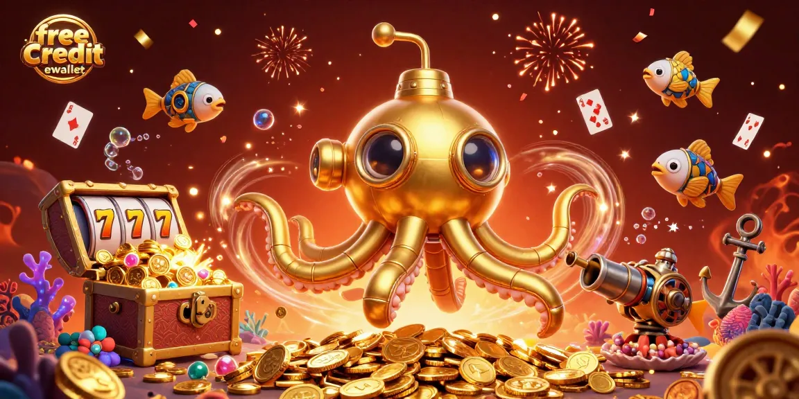Engage with the free credit ewallet opportunity through our vibrant 3D underwater casino scene.