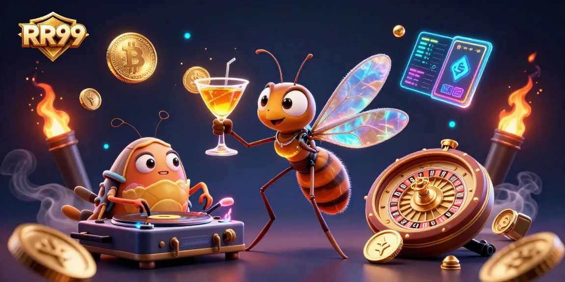 Experience thrilling RR99 casino action with vibrant characters and golden elements in a dynamic scene.